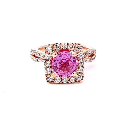 Rose gold pink sapphire and diamond ring