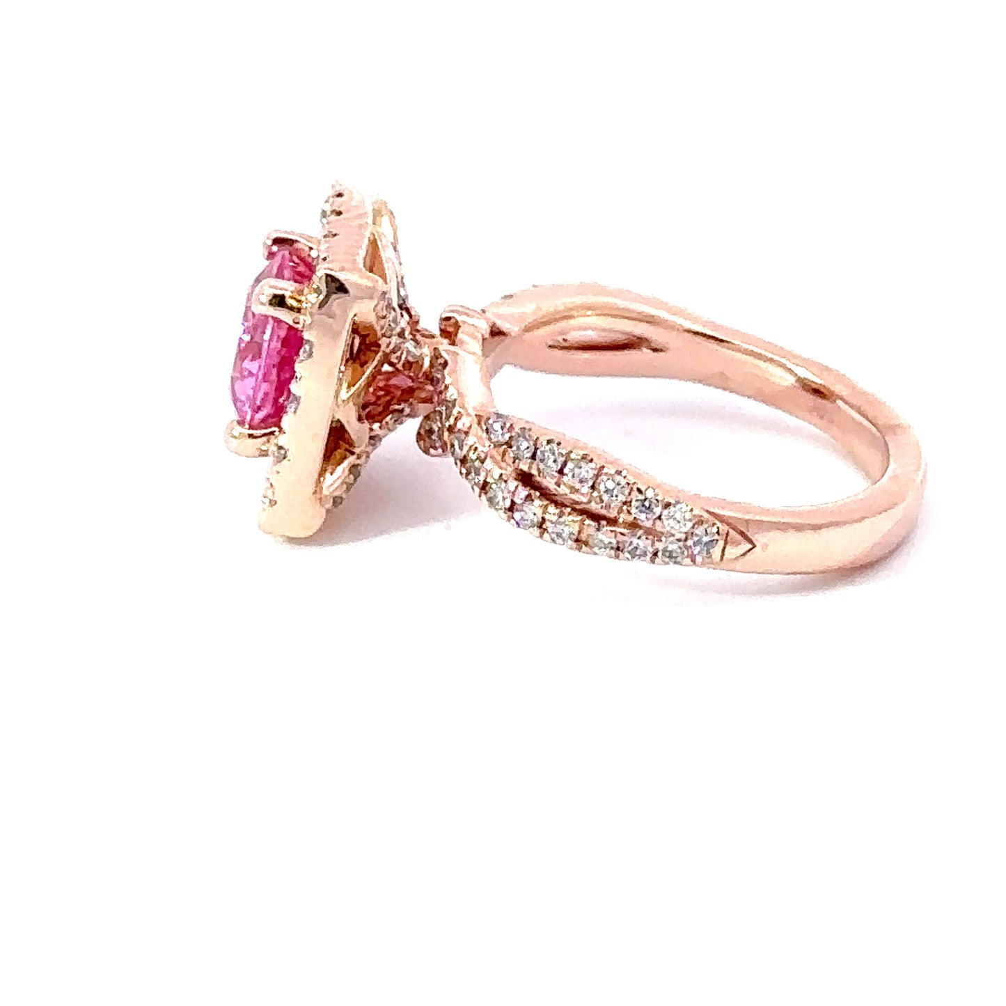 Rose gold pink sapphire and diamond ring