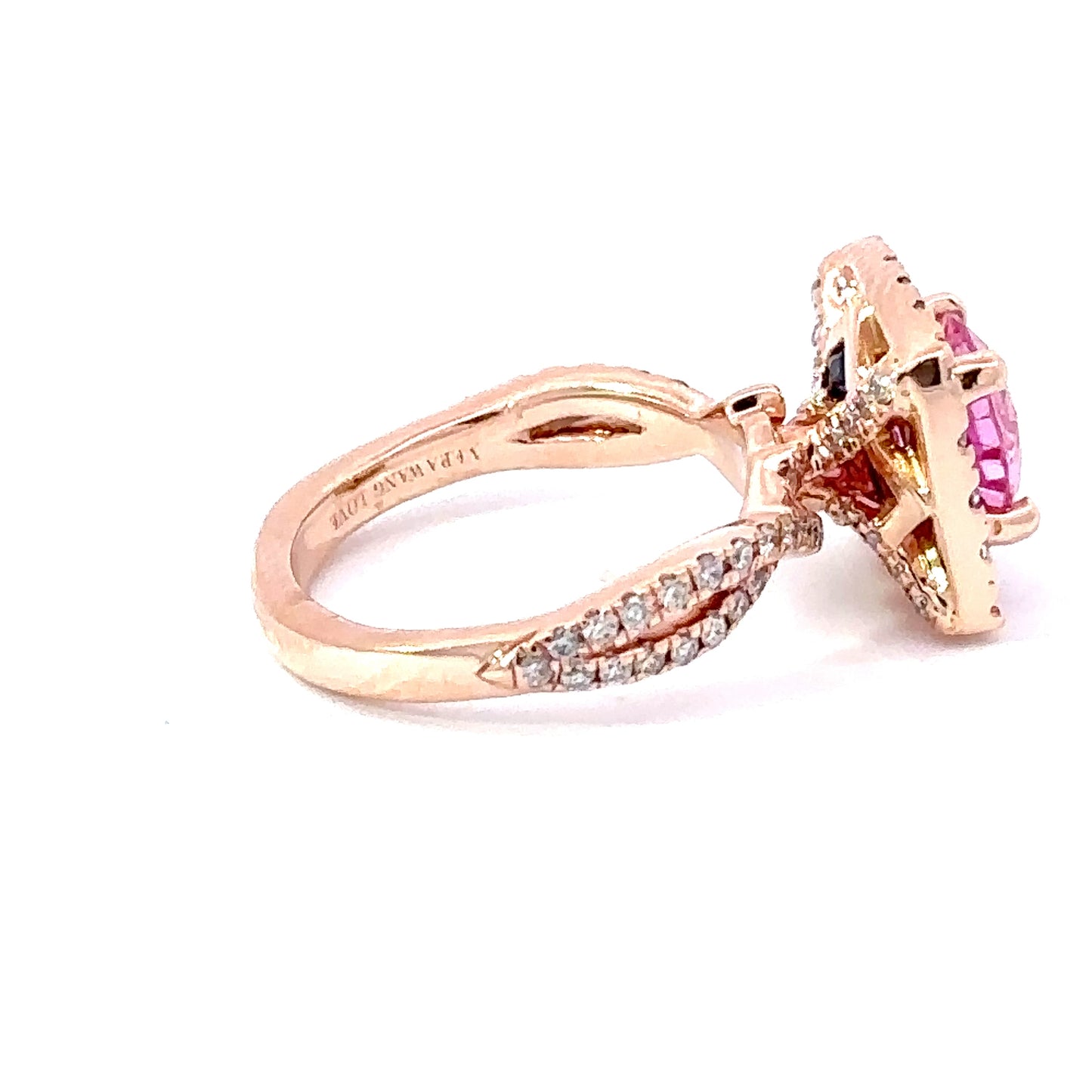 Rose gold pink sapphire and diamond ring